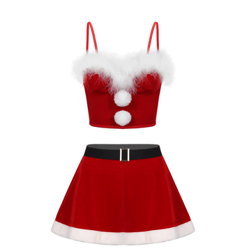 Sexy Christmas Costume / Red Mini Skirt and Top Erotic Santa Set - EVE's SECRETS